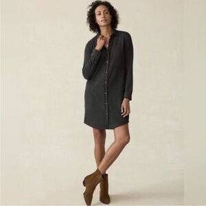 Faherty Legend Long Sleeve Shirt Dress Heathered Black Twill